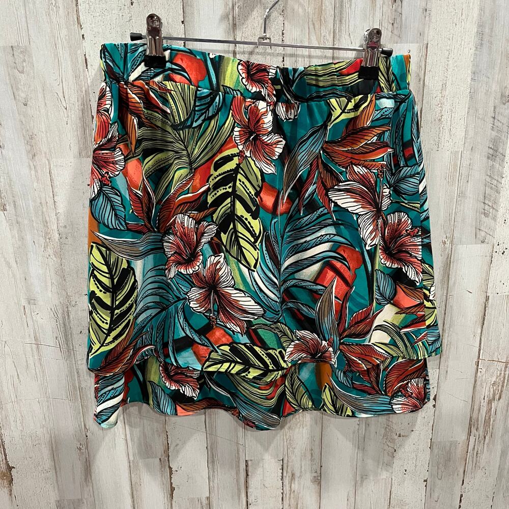 Loft Tropical Floral Hawaiian Double Layer Skirt Flowy Womens Size Small